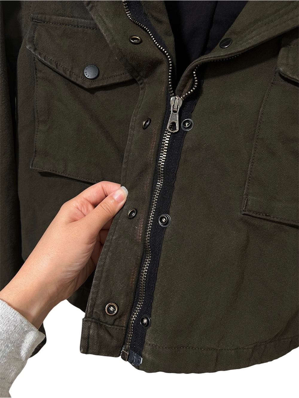 Rag & Bone M15 Cropped Military Jean Jacket M Fatigue Olive Green - Picture 7 of 9